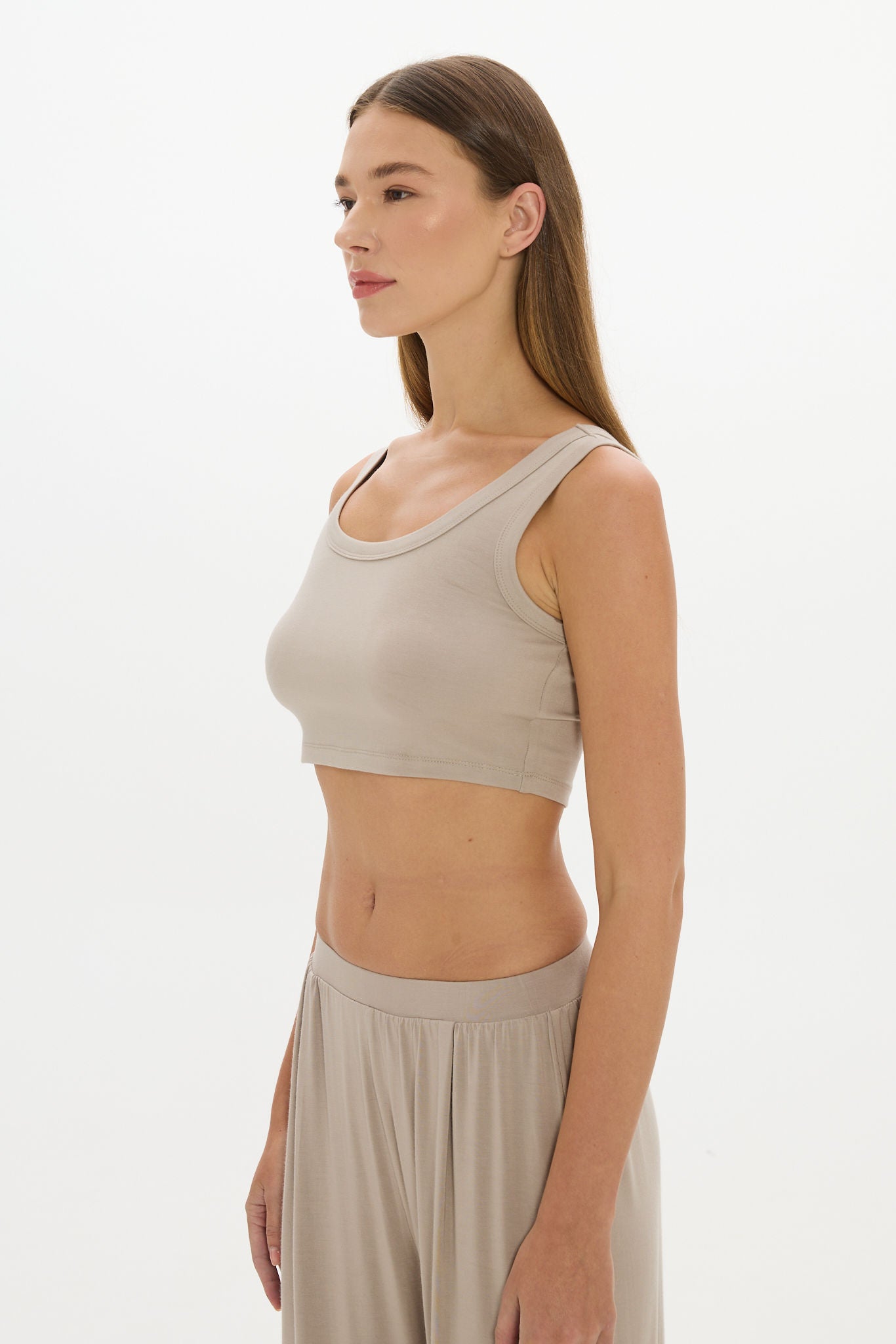 La Palma Cropped Tank Top - Taupe