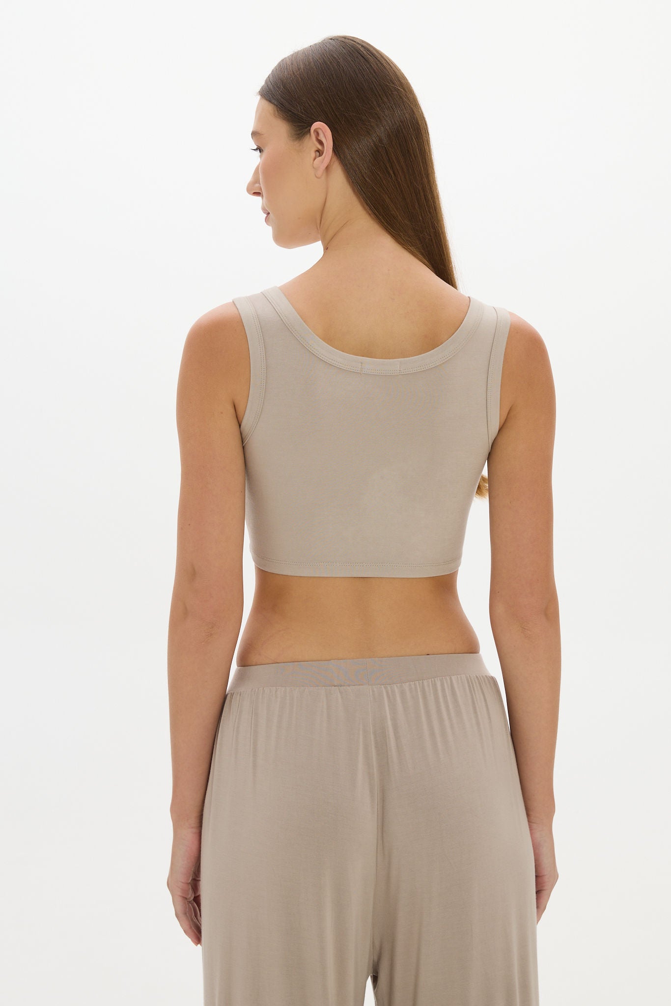 La Palma Cropped Tank Top - Taupe