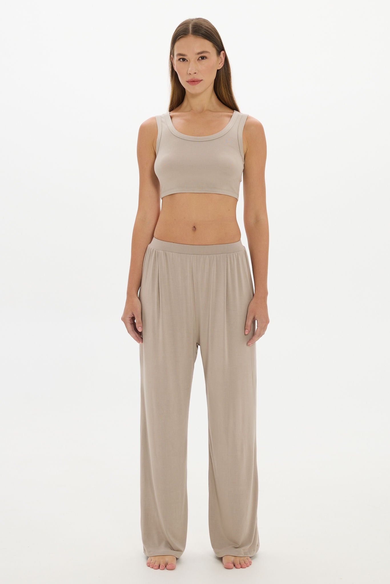 La Palma Cropped Tank Top - Taupe