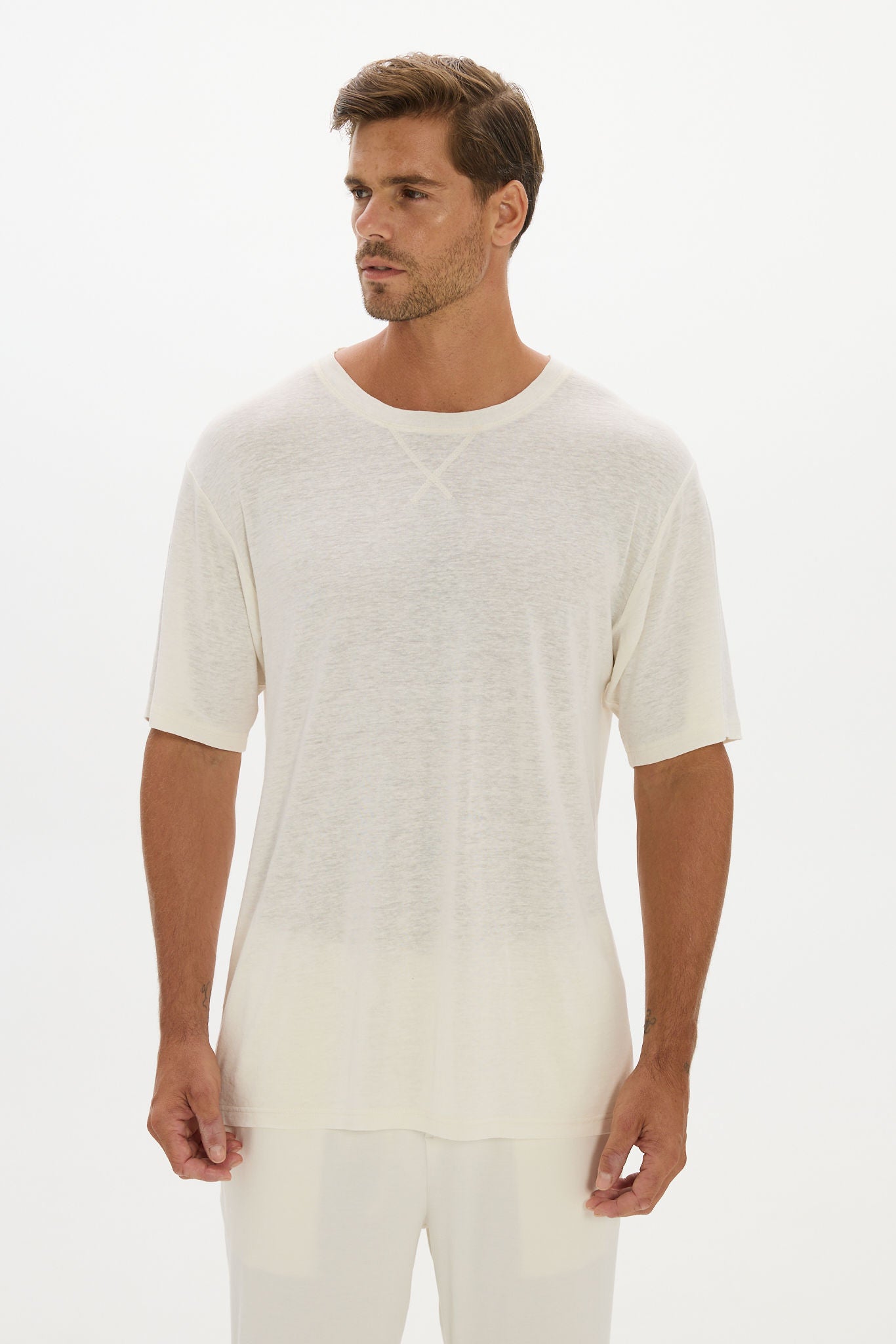 Soft Linen Jersey T-Shirt - Cream