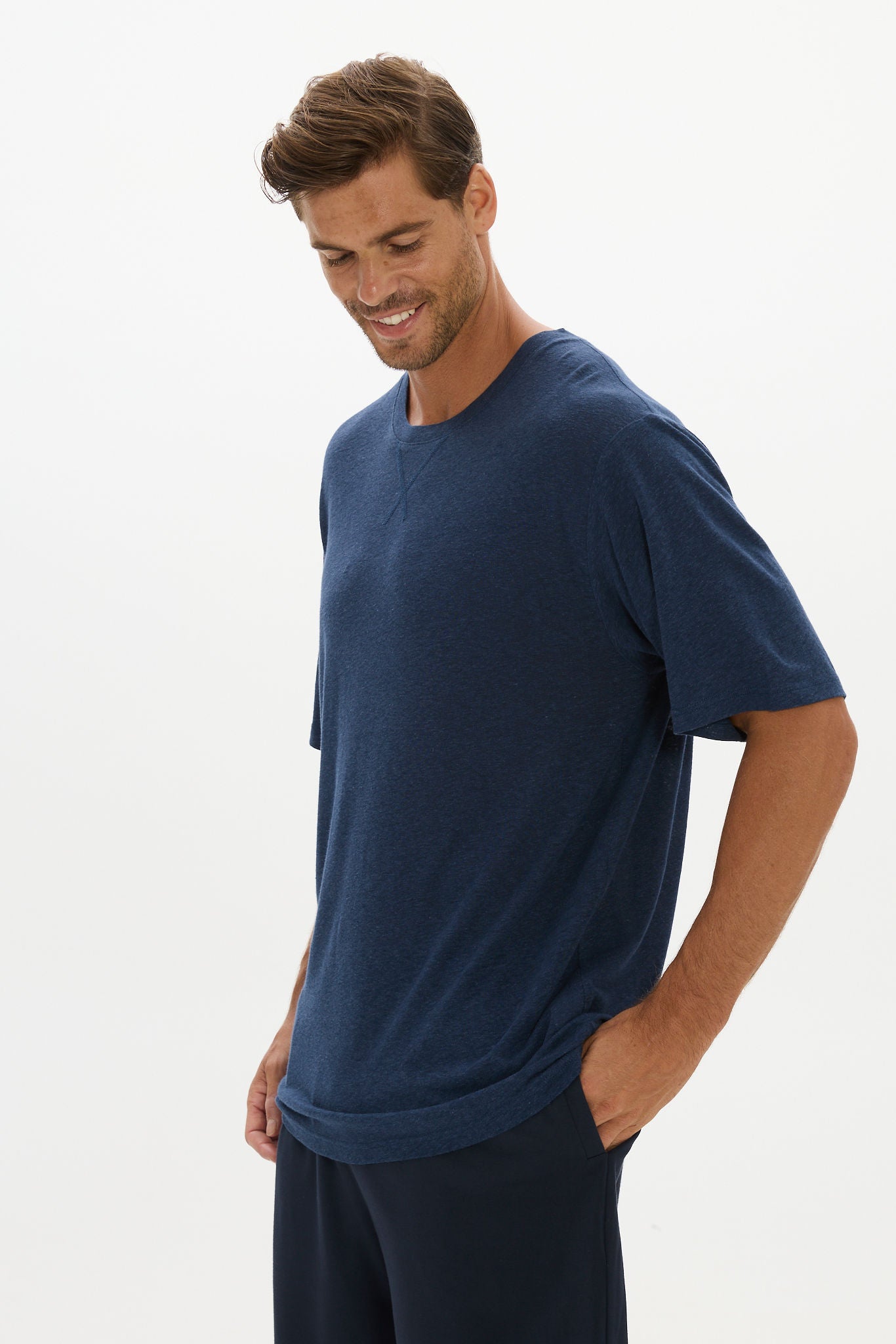 Soft Linen Jersey T-Shirt - Midnight Navy