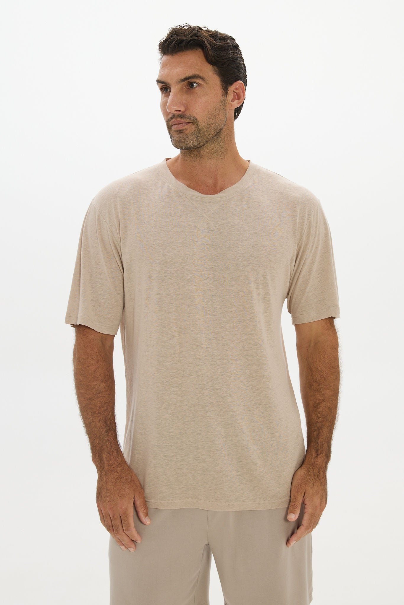 Soft Linen Jersey T-Shirt - Taupe
