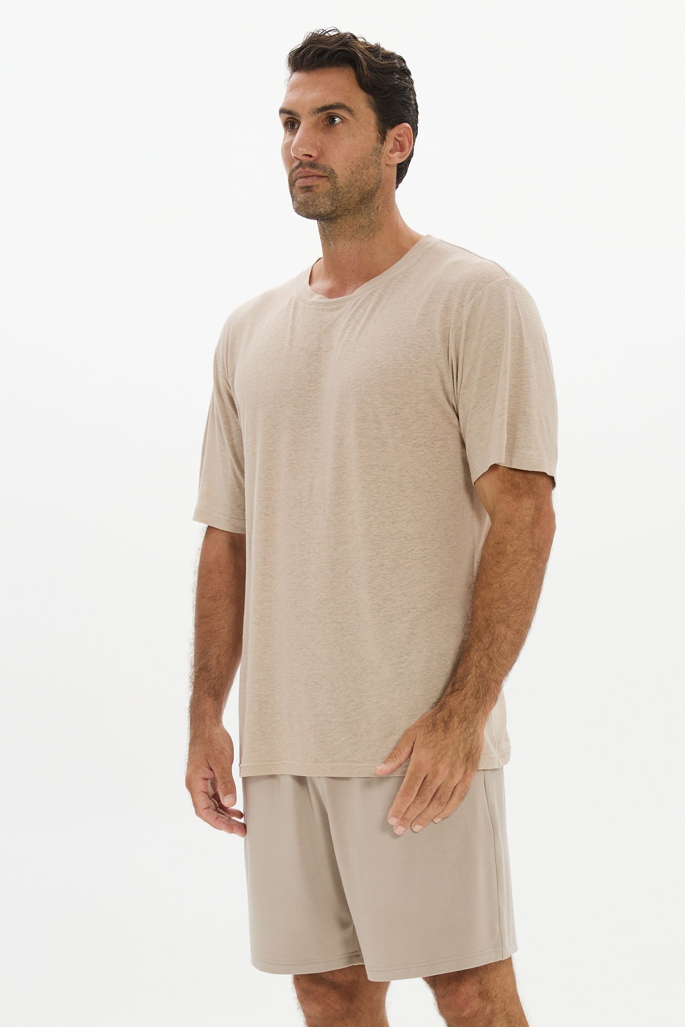 Soft Linen Jersey T-Shirt - Taupe