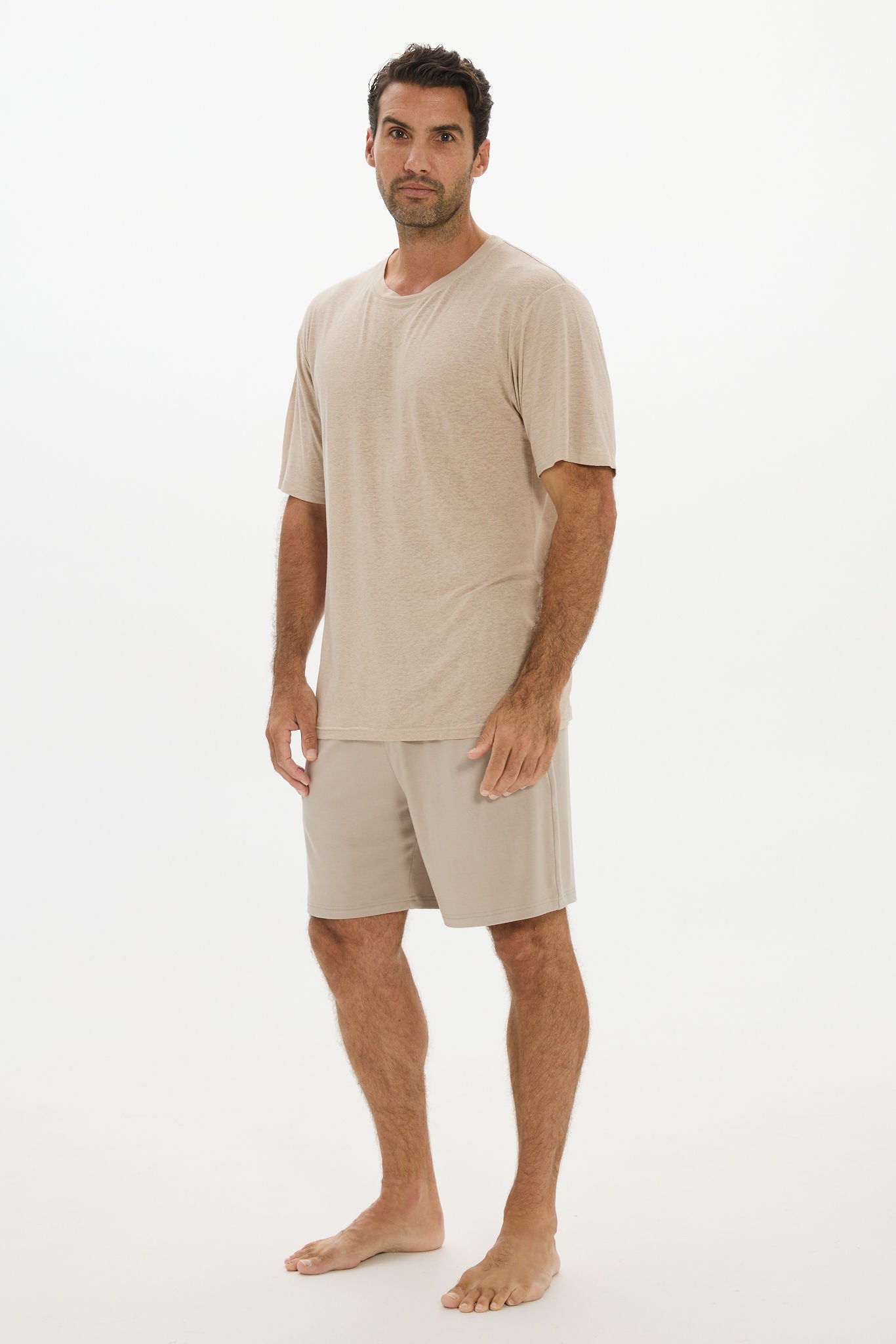 Soft Linen Jersey T-Shirt - Taupe