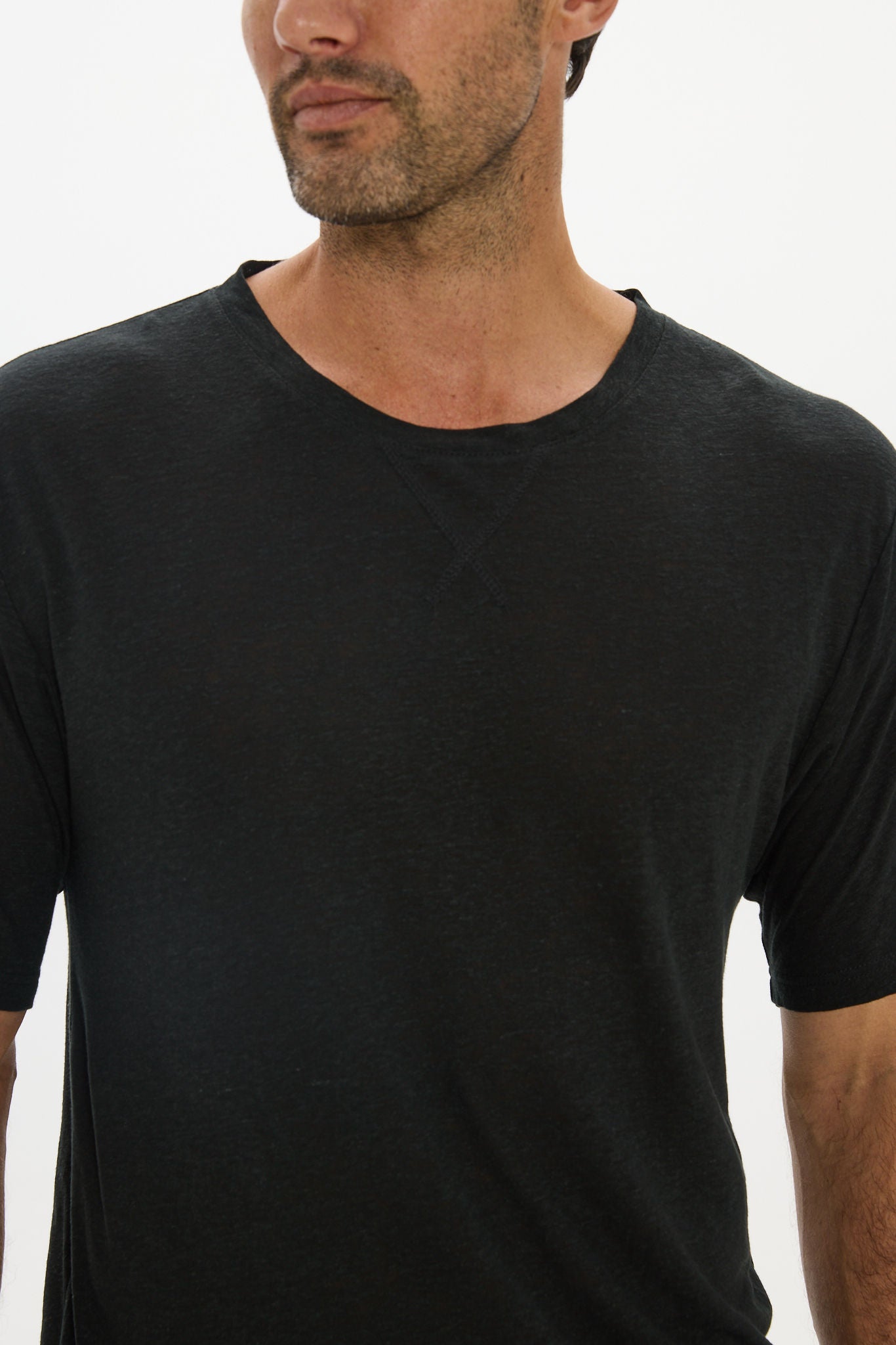 Soft Linen Jersey T-Shirt - Black