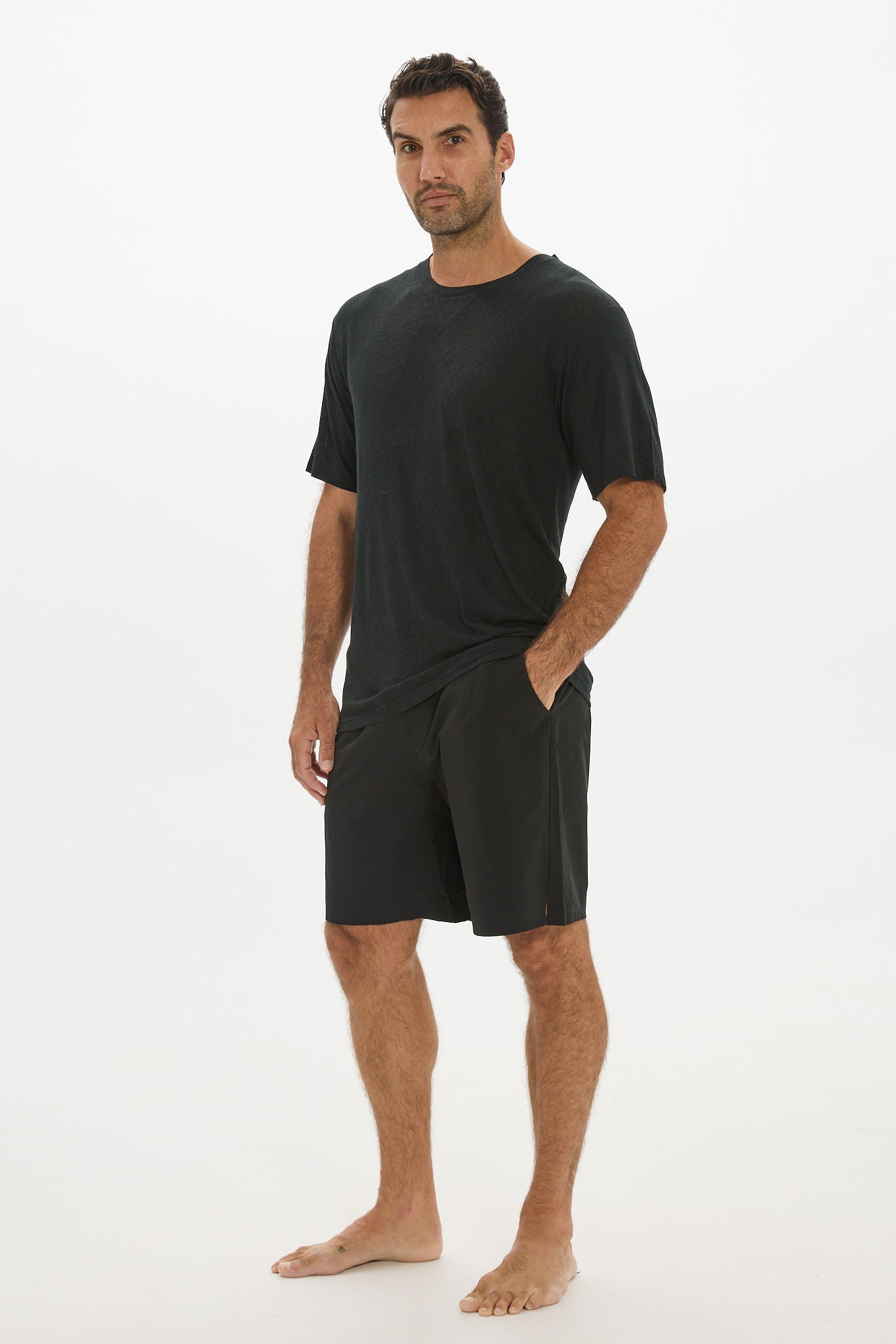 Soft Linen Jersey T-Shirt - Black