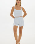 Soft Rib Boyfriend Shorts - Pale Azure